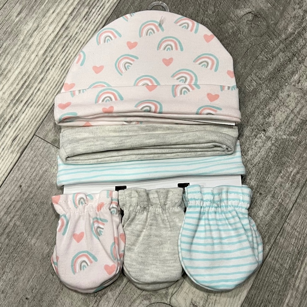 Baby Kiss 3 Pack Hat & Mittens Set